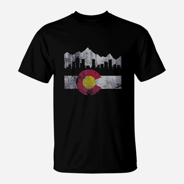 Colorado Flag Skyline Vintage Faded Home Love Vacation T-Shirt
