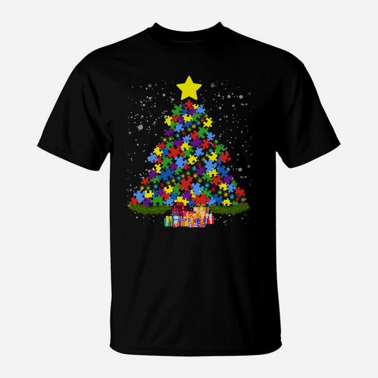 Colorful Autism Awareness Christmas Tree Design Gifts T-Shirt
