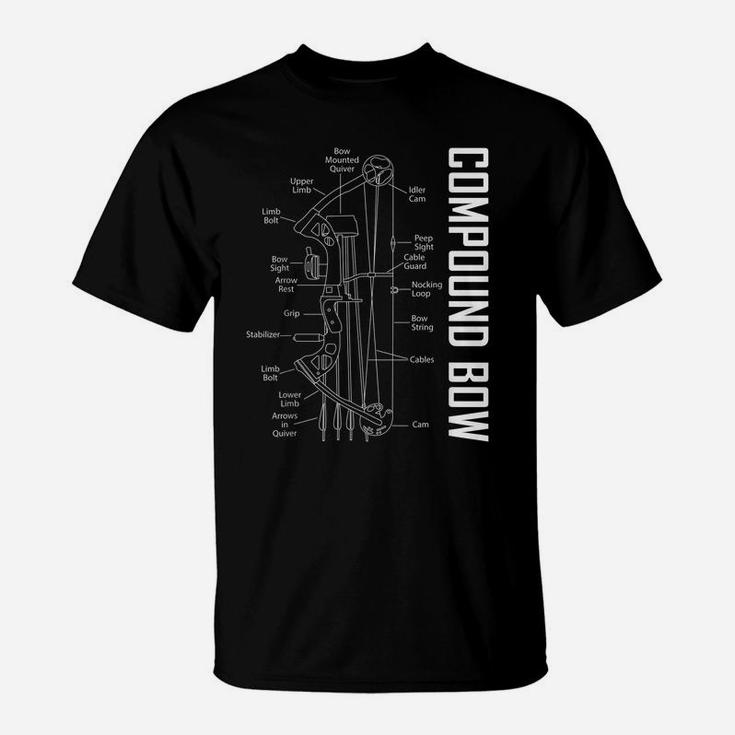 Compound Bow Schematic Archery Blueprint Bow Hunting T-Shirt