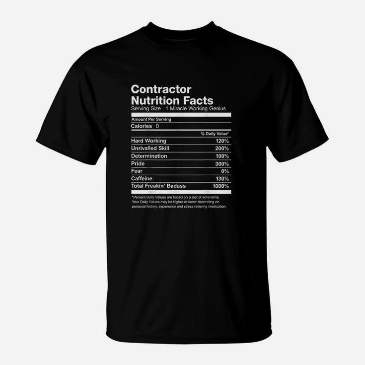 Contractor Nutrition Facts Funny T-Shirt