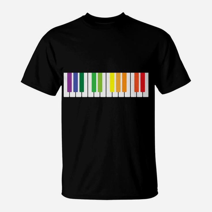 Cool Rainbow Piano Lgbt Pride Gift Men Women Funny Musician T-Shirt