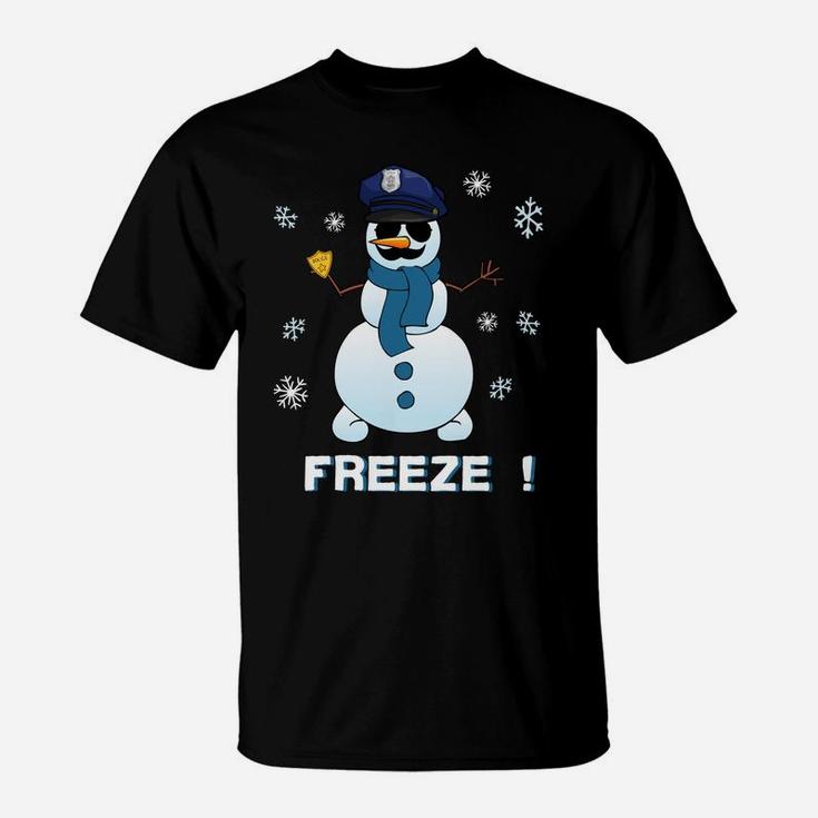Cop Snowman Hoodie Freeze Christmas Party Gift Hoodies Xmas T-Shirt
