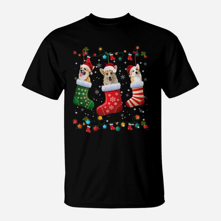 Corgi Christmas Socks Funny Xmas Pajama Dog Lover Gift T-Shirt