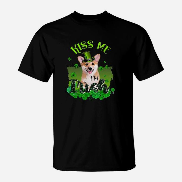 Corgi Kiss Me I'm Irish With St Patrick's Day T-Shirt