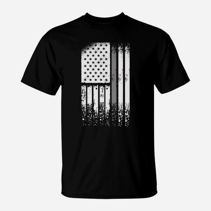 Correctional Officer - Us Flag Thin Silver Line Prison Guard T-Shirt