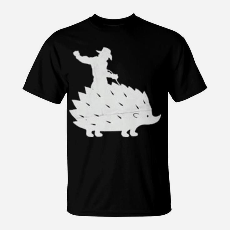 Cowboy Riding A Hedgehog Distressed T-Shirt