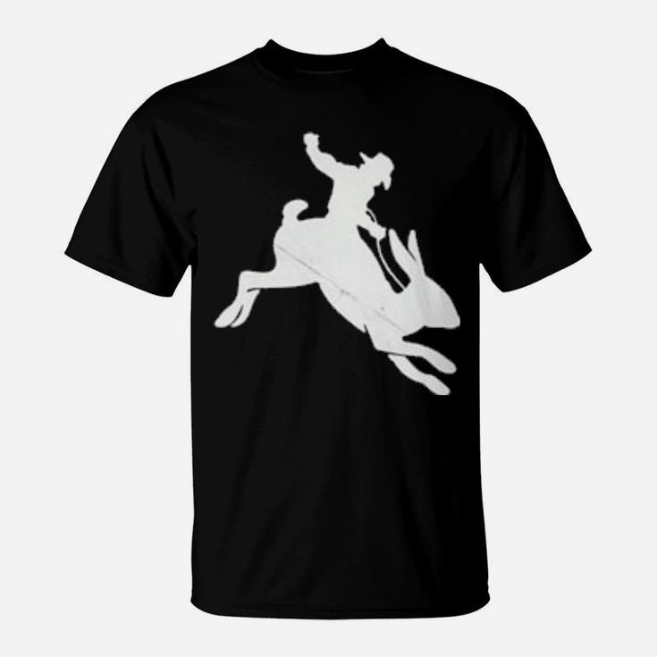 Cowboy Riding A Rabbit Distressed T-Shirt