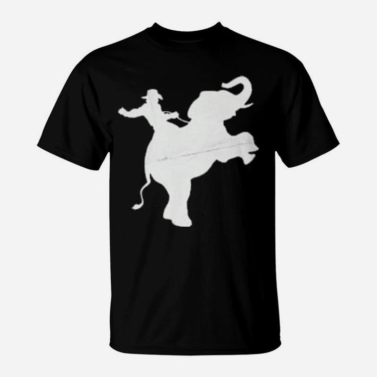 Cowboy Riding An Elephant Distressed T-Shirt