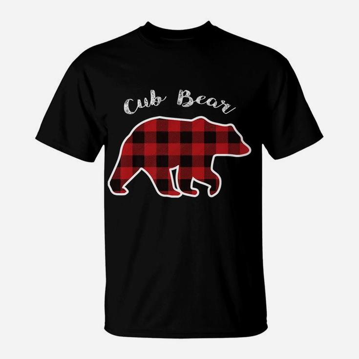 Cub Bear | Kids Red Plaid Christmas Pajama Family Gift T-Shirt