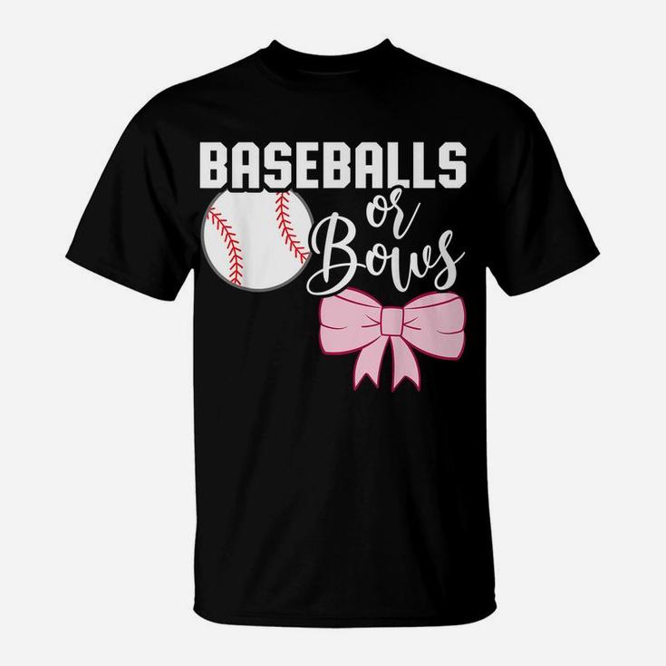 Cute Baseballs Or Bows Gender Reveal - Team Boy Or Team Girl T-Shirt