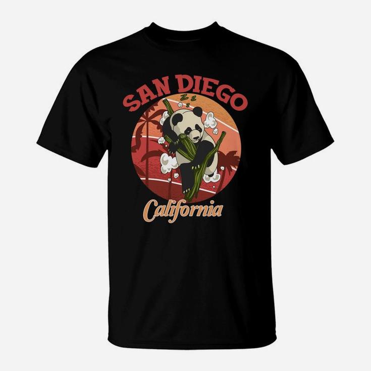 Cute California State San Diego Retro Panda Zoo T-Shirt