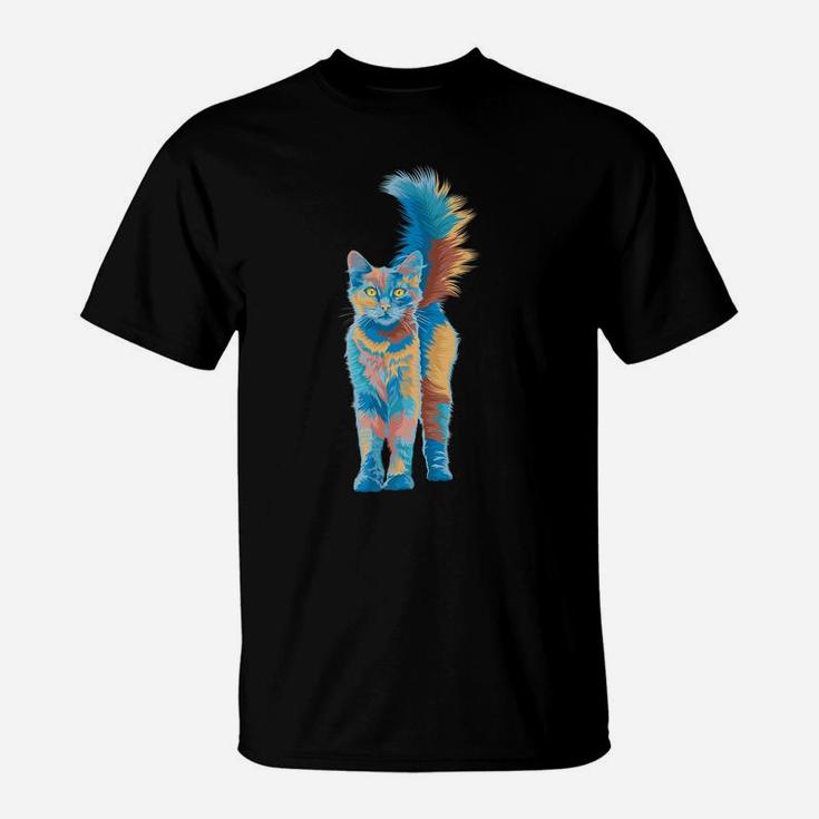 Cute Cat Gift For Kitten Lovers Colorful Art Kitty Adoption T-Shirt