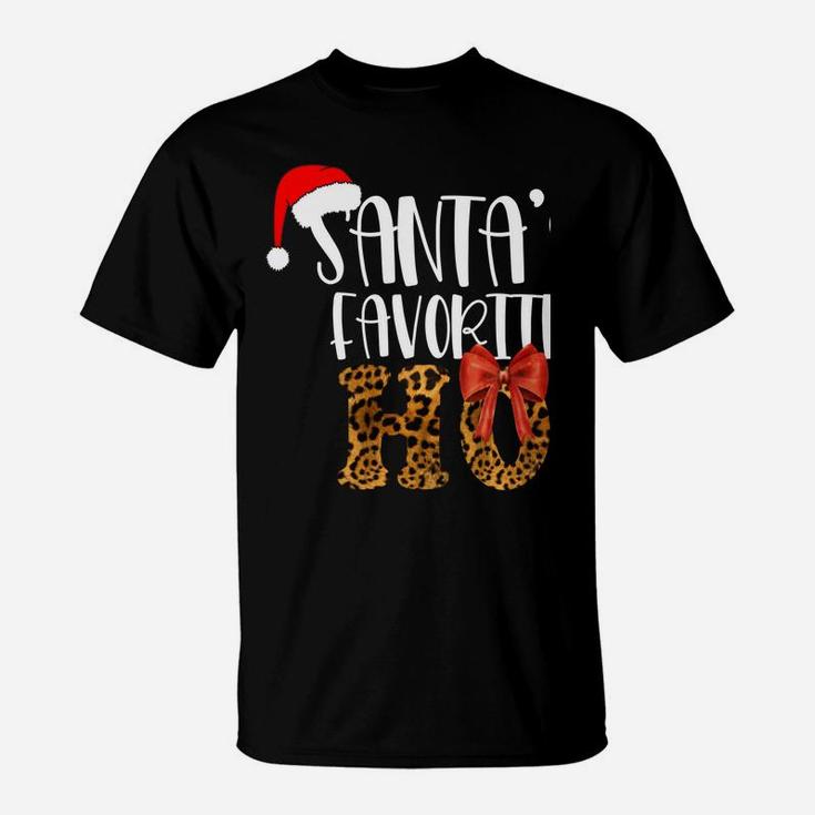 Cute Cheetah Santa's Favorite Ho Christmas T Shirts Women Sweatshirt T-Shirt