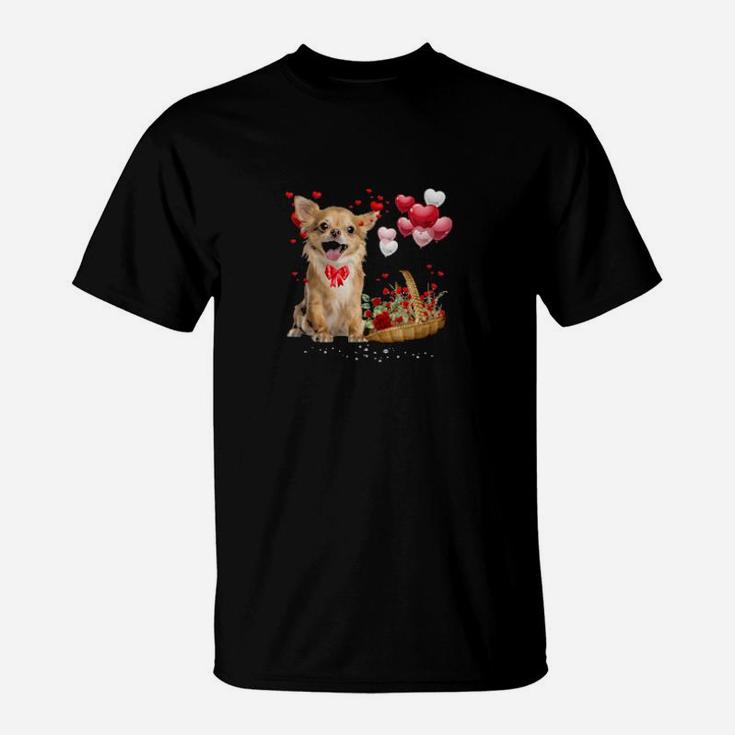 Cute Chihuahua Dog Balloon Heart Valentines Day Valentine T-Shirt