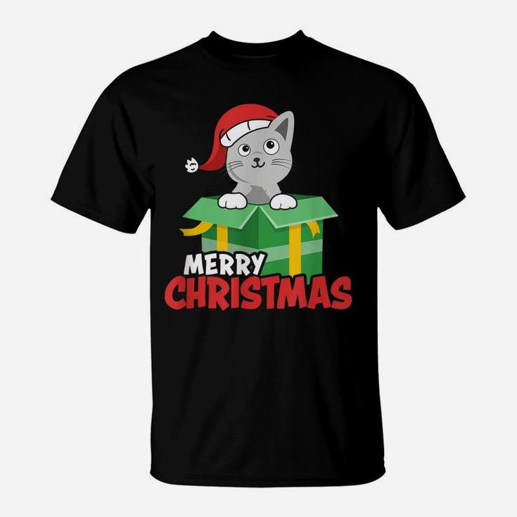 Cute Christmas Cat Santa Cat Lovers Merry Xmas Design T-Shirt