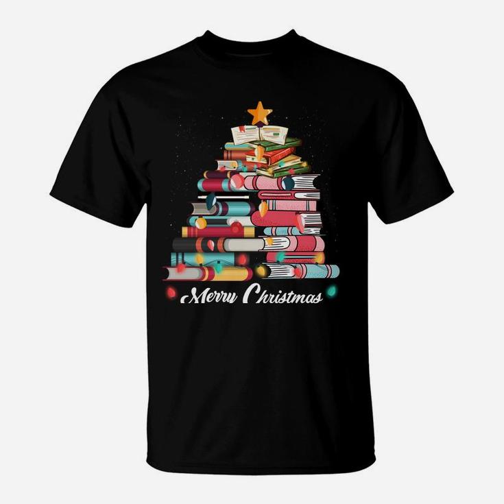 Cute Christmas Tree Books Clothing Book Lover Gifts Holiday Sweatshirt T-Shirt