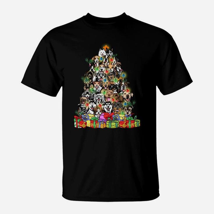 Cute Dog Christmas Tree Fairy Lights Xmas Pet Puppy Dad Mom Sweatshirt T-Shirt