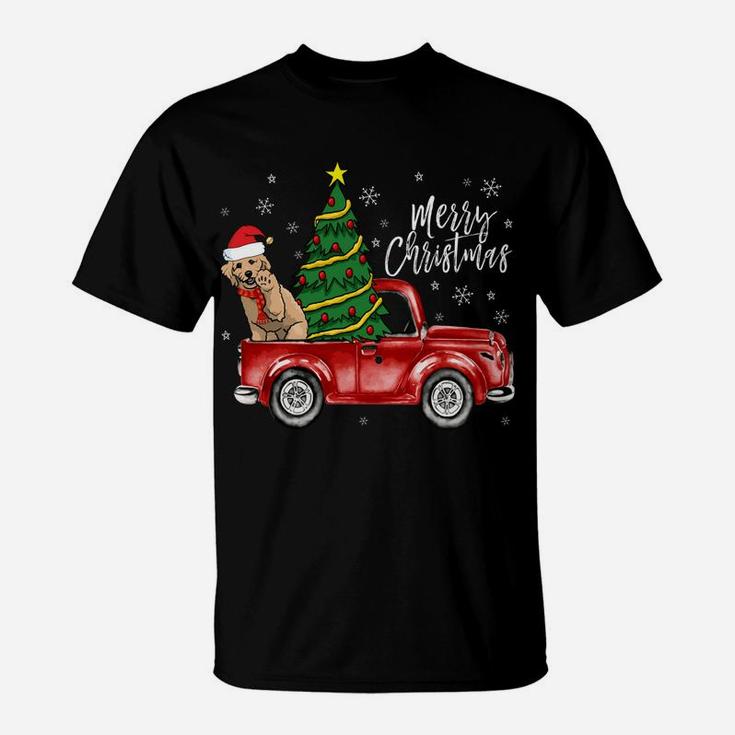 Cute Doodle Dog Truck Merry Christmas Dog Lover Xmas Sweatshirt T-Shirt