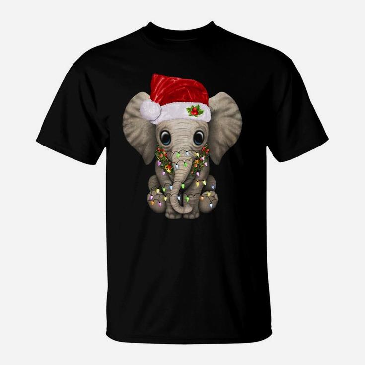 Cute Elephant Christmas Light Funny Elephant Lover Xmas Gift Sweatshirt T-Shirt