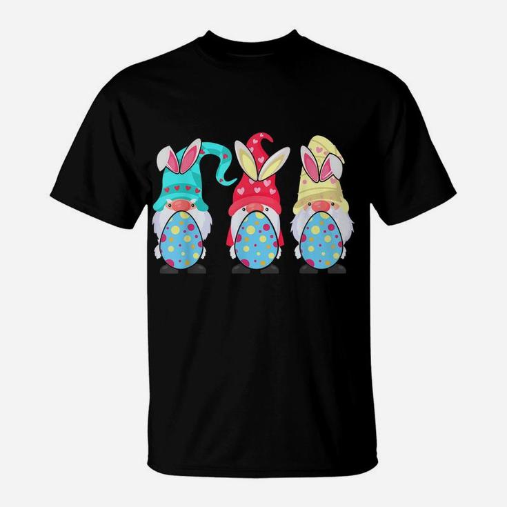 Cute Gnomes Bunny Easter Egg Hunting T-Shirt
