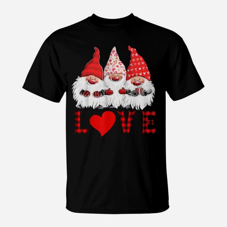 Cute Gnomes Love Plaid Cute Sweet Valentine Gift Classic Women T-Shirt