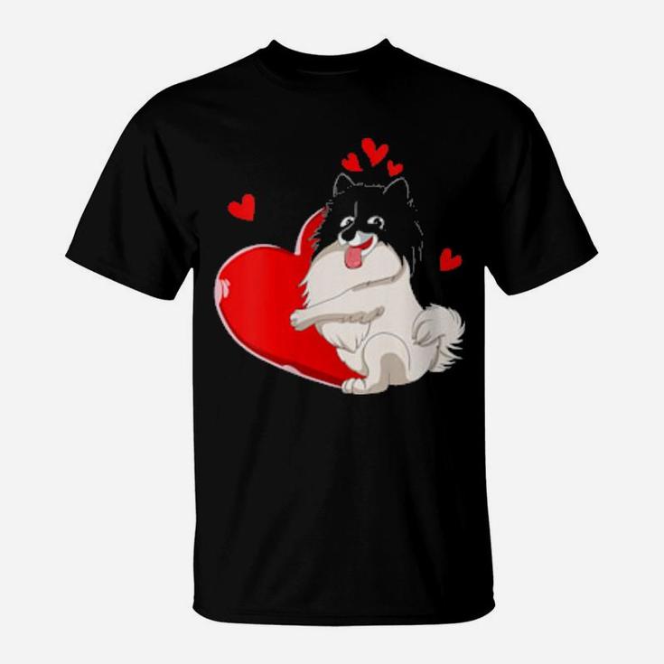 Cute Keeshond Valentines Day Holding Heart My Valentine T-Shirt