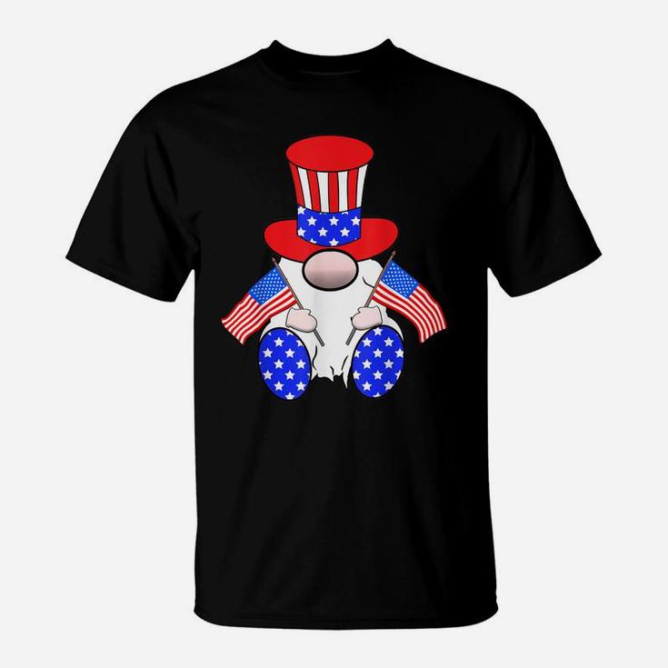 Cute Patriotic Gnome American Flag Happy 4Th Of July T-Shirt