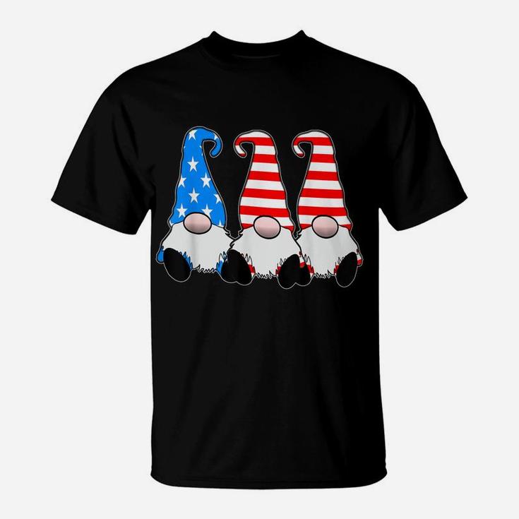 Cute Patriotic Gnomes American Flag Red White Blue Usa T-Shirt