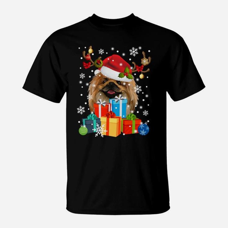 Cute Pekingese Dog Reindeer Christmas Pajama Dog Lovers Gift Sweatshirt T-Shirt
