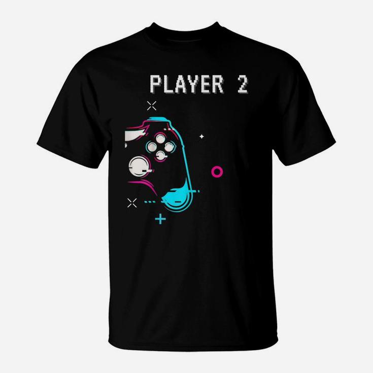 Cute Player 1 & Player 2 Matching Couple Tshirt Gamer T-Shirt