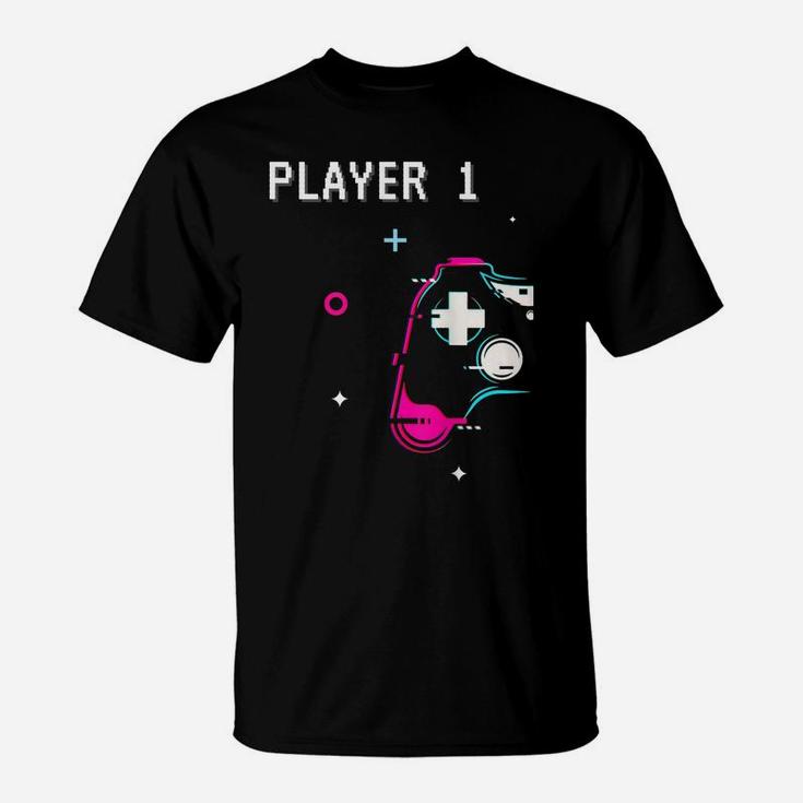 Cute Player 1 Player 2 Matching Couple Tshirt Gamer T-Shirt