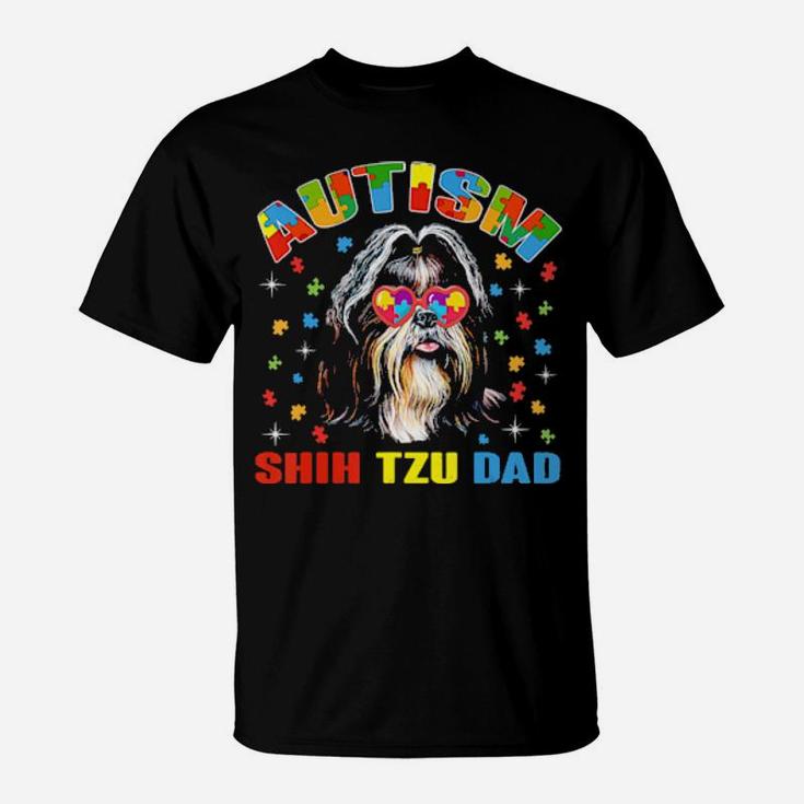 Cute Shih Tzu Lover Autism Awareness Dog Dad T-Shirt