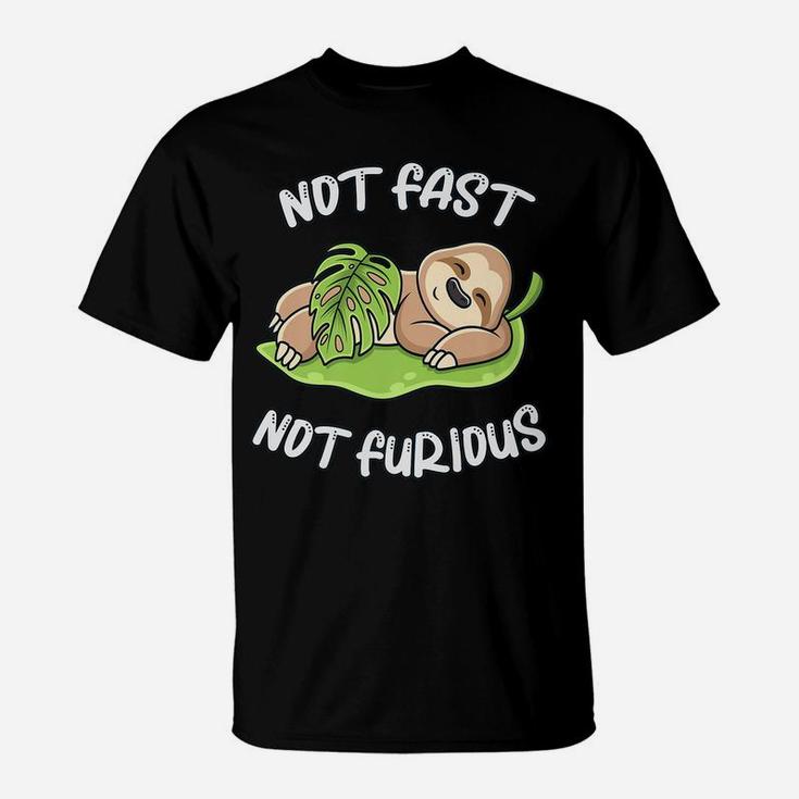 Cute Sloth Sleep Funny Saying Not Fast Not Furious Sluggish T-Shirt