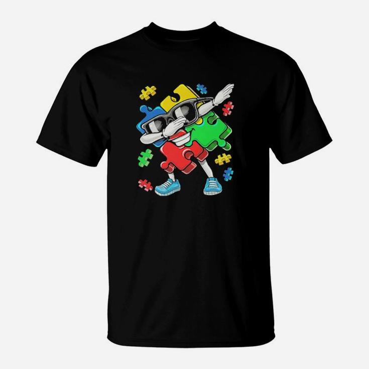 Dabbing Autism Puzzle Piece Love T-Shirt