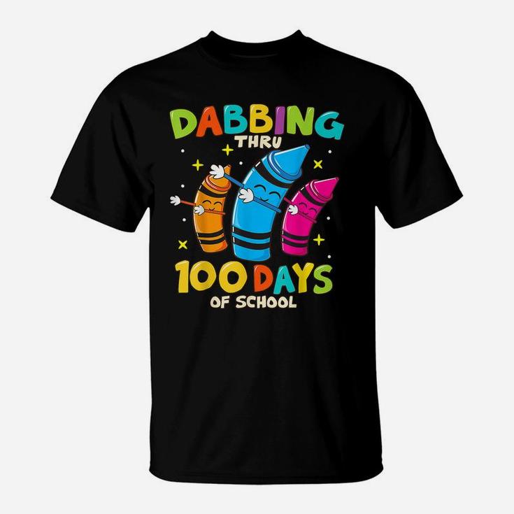 Dabbing Crayons Kids 100 Days School Lover Shirt Boys Girls T-Shirt