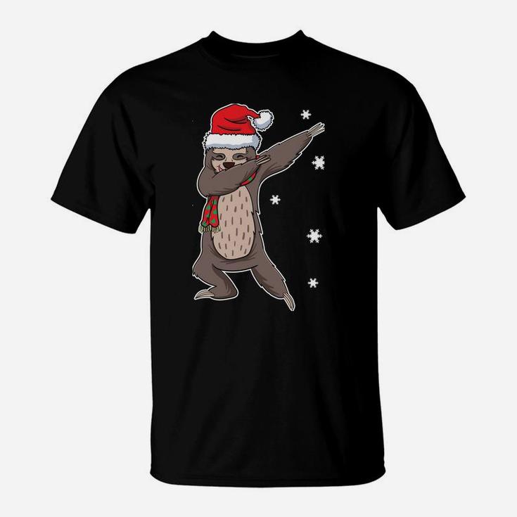 Dabbing Dab Funny Snowflakes Sloth Christmas Santa Claus Sweatshirt T-Shirt