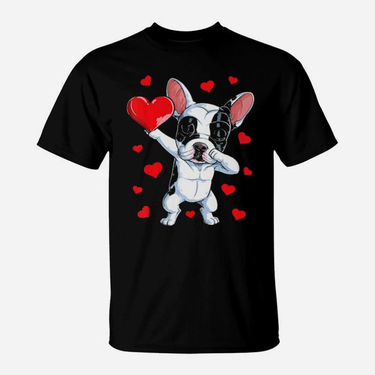 Dabbing French Bulldog Valentines Day Dog Heart Boys T-Shirt