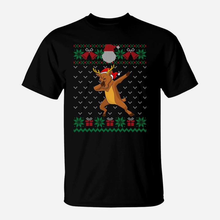 Dabbing Reindeer, Ugly Christmas Sweater Xmas Dab Kids Boys Sweatshirt T-Shirt