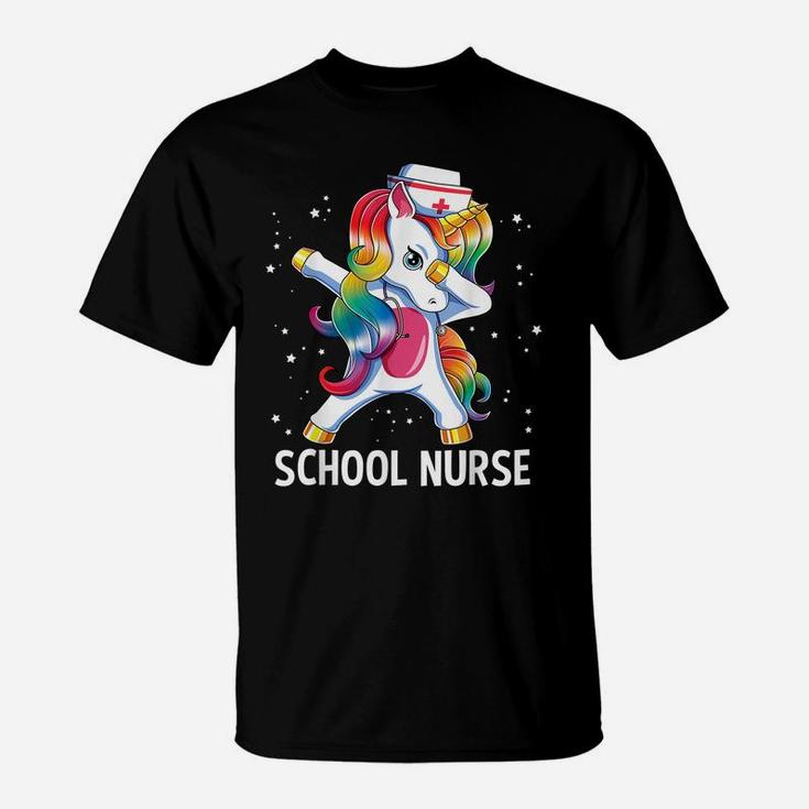 Dabbing Unicorn Funny School Nurse Medical Nursing Gift T-Shirt