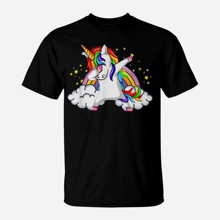 Dabbing Unicorn Girl Party Gift Unicorns Are Born In January T-Shirt