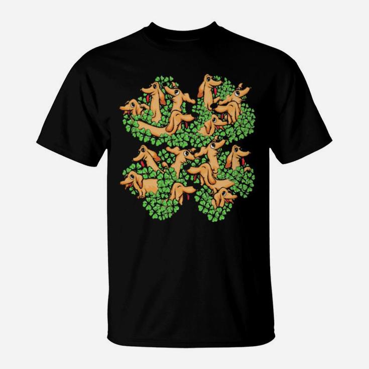 Dachshund St Patricks Day Shamrock Irish T-Shirt