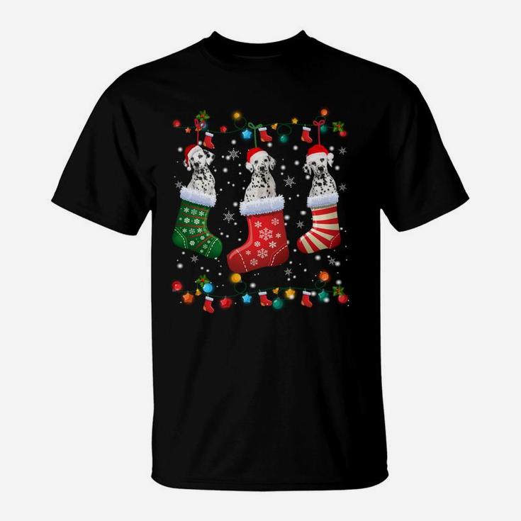 Dalmatian Christmas Socks Funny Xmas Pajama Dog Lover Gift Sweatshirt T-Shirt