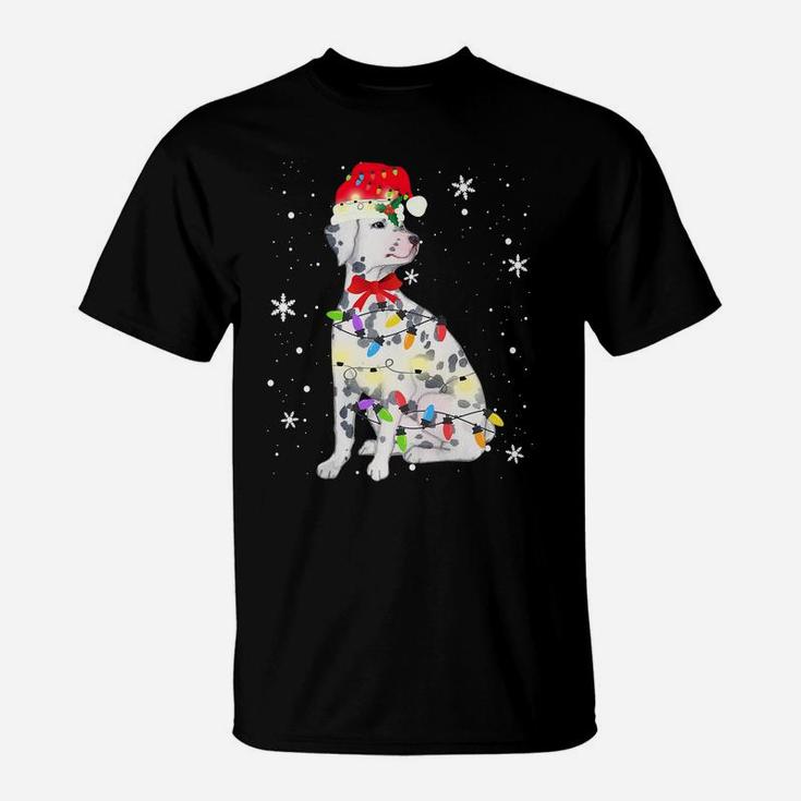 Dalmatian Dog Christmas Light Xmas Mom Dad Gifts T-Shirt