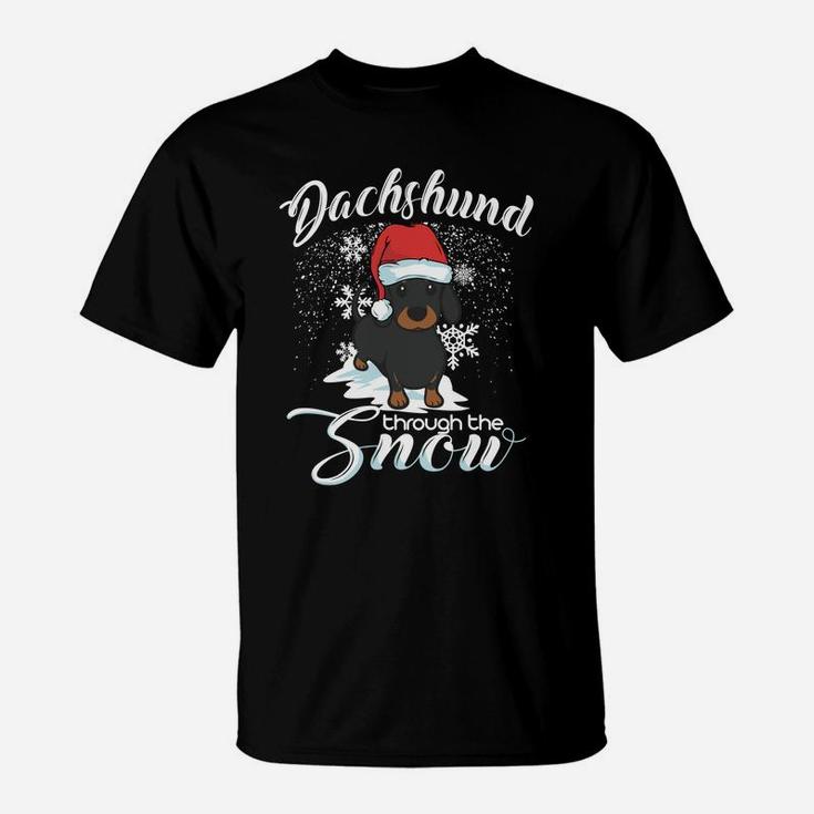 Daschund Through The Snow Dog Lovers Festive Sweatshirt T-Shirt