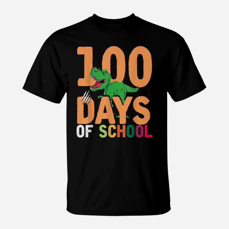 Dino Boys Girls Kids 100Th Day T Rex 100 Days Of School T-Shirt