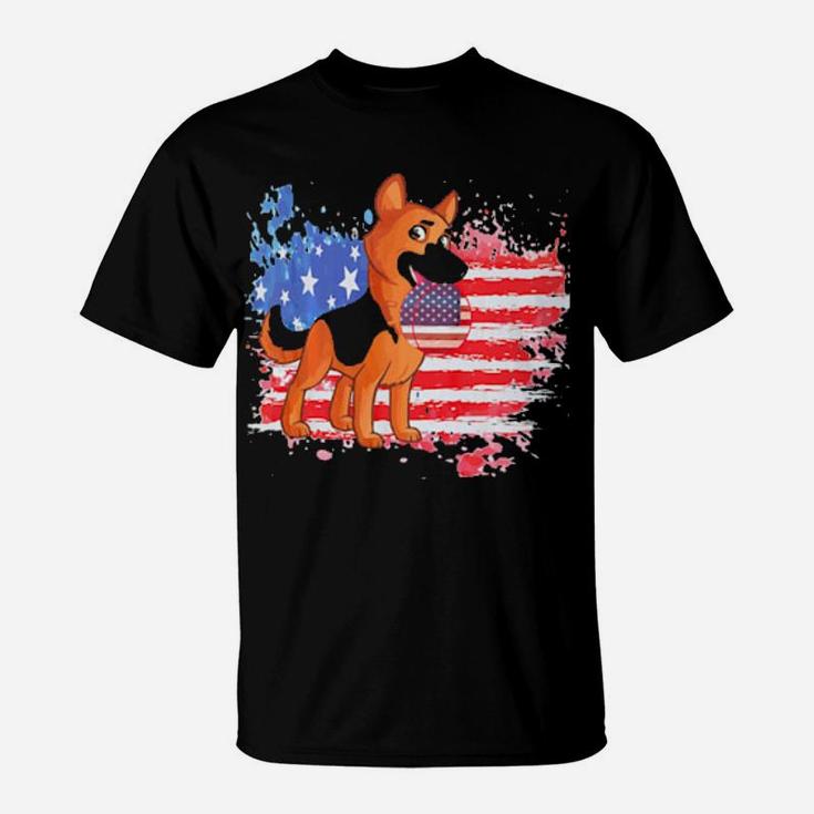 Distressed American Flag German Shepherd T-Shirt