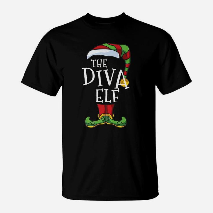 Diva Elf Family Matching Christmas Group Funny Pajama T-Shirt
