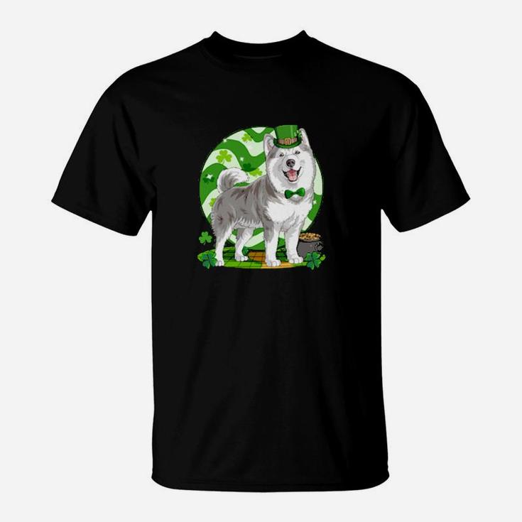 Dog Alaskan Malamute Dog Irish Leprechaun St Puppy Pet Patricks Day T-Shirt