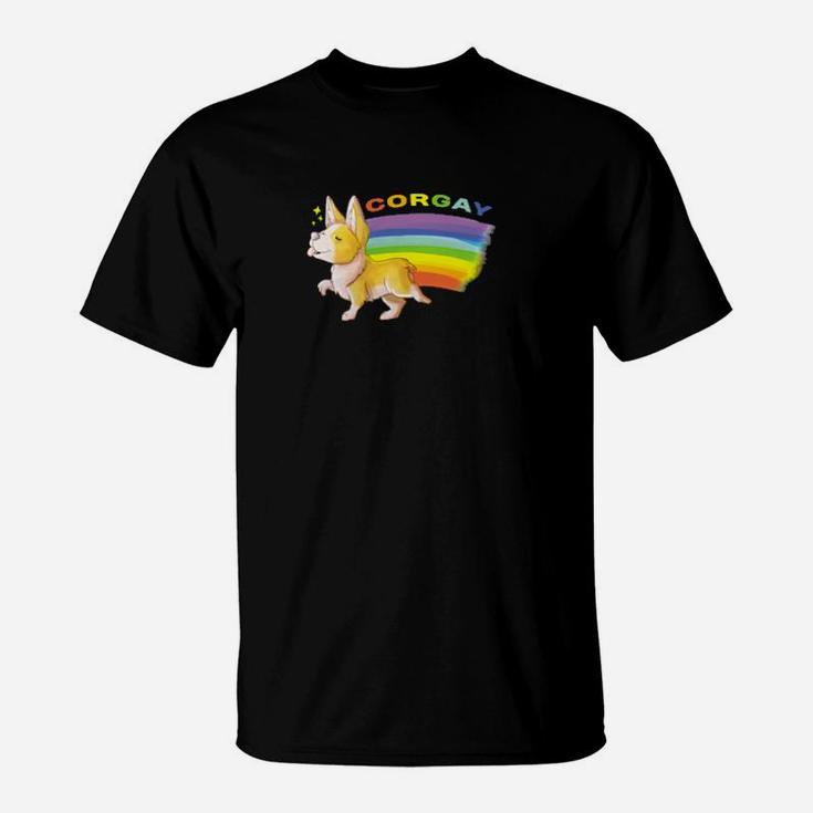 Dog Corgay Funny Gay Pride Corgi Lgbtq Rainbow Dog Lover T-Shirt