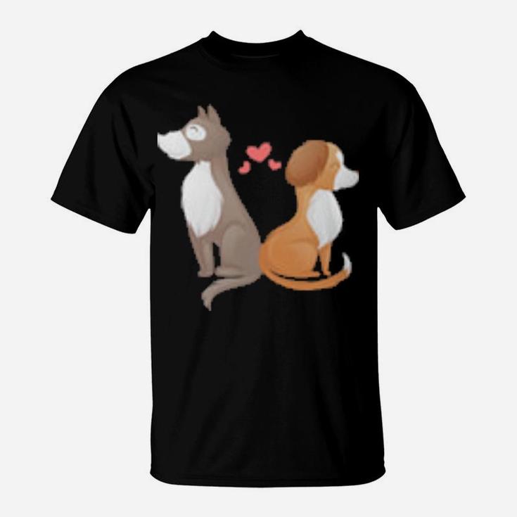 Dog Couples Wedding Anniversary Valentines Him Her T-Shirt